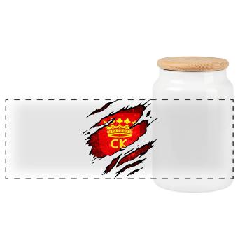 Kielce - Poland - Panoramic Cookie Jar with Wooden Lid - white - Front