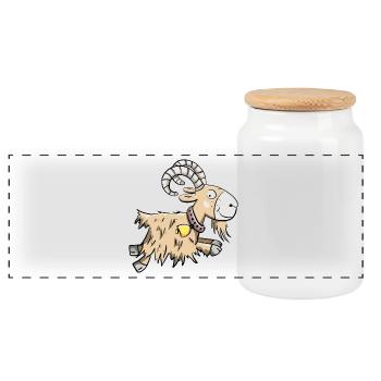 Chèvre sautante I Bélier I Bouc cadeau - Boîte à biscuits avec couvercle en bois - blanc - Devant