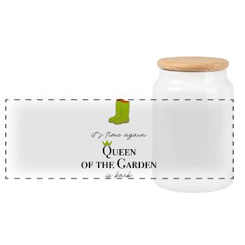 Garden - Panoramic Cookie Jar with Wooden Lid - white - Front