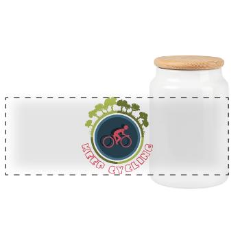 Fahrrad fahren Symbol Wald Natur Icon Logo - Panorama Keksdose mit Holzdeckel - Weiß - Vorne