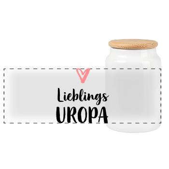 Lieblings Uropa Herz Geschenk Vatertag Geburtstag - Panorama Keksdose mit Holzdeckel - Weiß - Vorne
