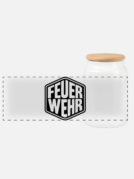 Feuerwehr / Feuerwehrmann - Panorama Keksdose mit Holzdeckel - Weiß