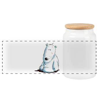 Sweet Polar Bear Baby I Kids Bear Gift - Panoramic Cookie Jar with Wooden Lid - white - Front