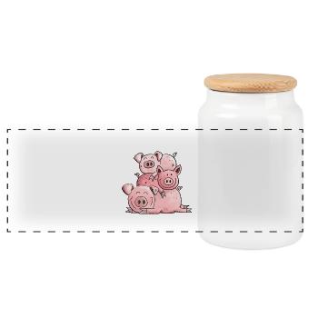 Les porcs me rendent heureux - Boîte à biscuits avec couvercle en bois - blanc - Devant