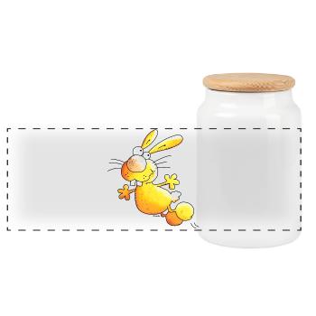 Crazy Rabbit - Lapin - Boîte à biscuits avec couvercle en bois - blanc - Devant
