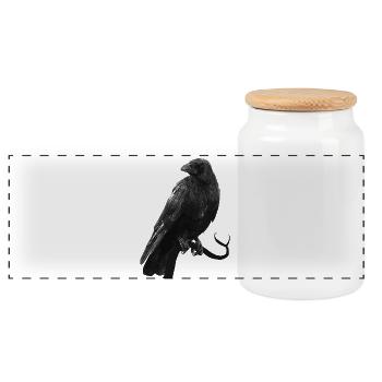 kolkrabe, Vögel, gothic design, für Papa - Panorama Keksdose mit Holzdeckel - Weiß - Vorne
