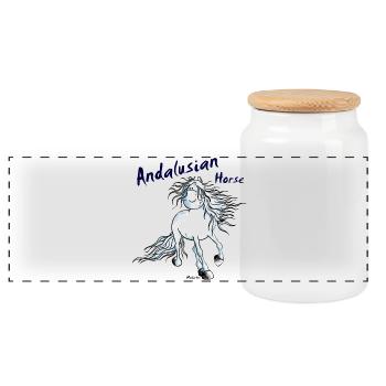 Pure Race Espagnole - Andalou - Boîte à biscuits avec couvercle en bois - blanc - Devant