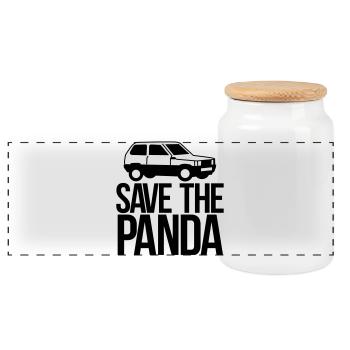 save the panda - Panorama Keksdose mit Holzdeckel - Weiß - Vorne