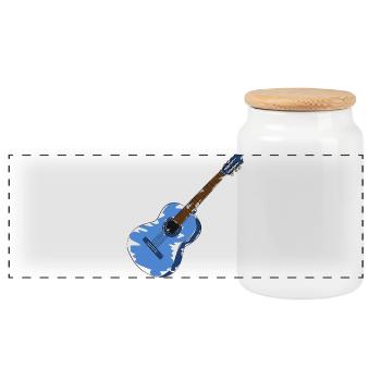 guitare - Boîte à biscuits avec couvercle en bois - blanc - Devant