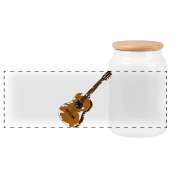 guitare - Boîte à biscuits avec couvercle en bois - blanc - Devant