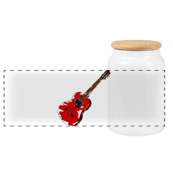 guitare - Boîte à biscuits avec couvercle en bois - blanc - Devant