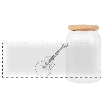 guitare - Boîte à biscuits avec couvercle en bois - blanc - Devant