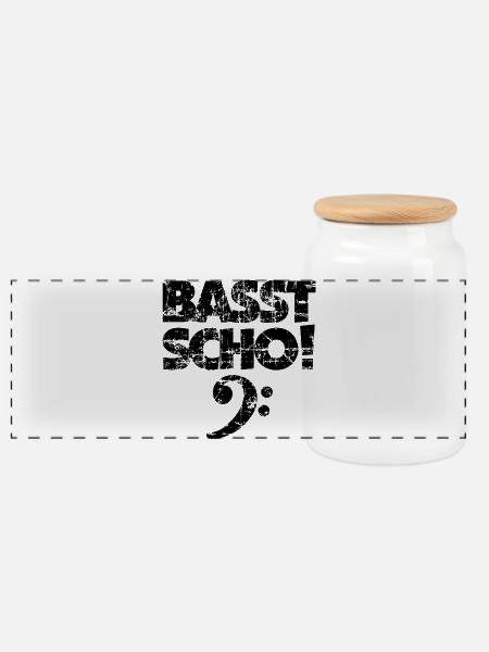 BASST SCHO! Bass Bassschlüssel Bassisten Spruch - Panorama Keksdose mit Holzdeckel - Weiß