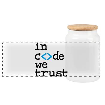 in code we trust ! - Panorama Keksdose mit Holzdeckel - Weiß - Vorne