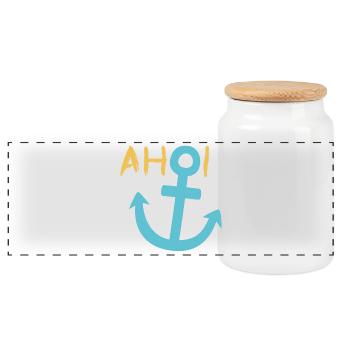 Ahoi Anker Meer Sommer Sonne Hafen See - Panorama Keksdose mit Holzdeckel - Weiß - Vorne