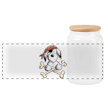 Pirate Dog I Corsair Cartoon - Boîte à biscuits avec couvercle en bois - blanc - Devant