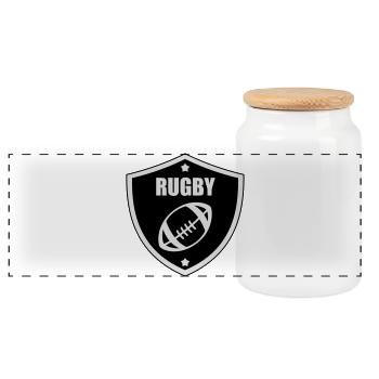 Rugby - Rugbyman - Sport - Fighter - Fight - Boîte à biscuits avec couvercle en bois - blanc - Devant