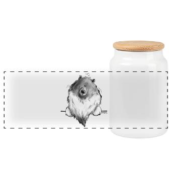 Cadeau drôle de chien de bande dessinée Wolfsspitz I - Boîte à biscuits avec couvercle en bois - blanc - Devant