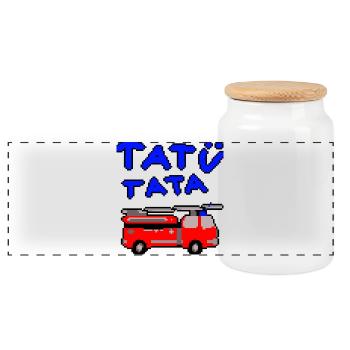 Pompiers Tatütata - Boîte à biscuits avec couvercle en bois - blanc - Devant