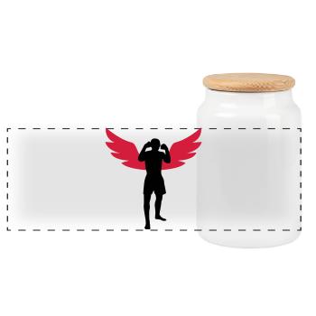 Kickboxen / Kickboxing / Kickboxer / Kick Boxing - Panorama Keksdose mit Holzdeckel - Weiß - Vorne