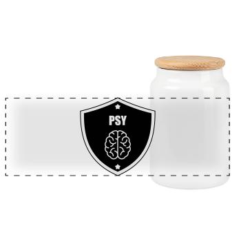 Psychologist Psychologe Psychologue Psychology - Panoramic Cookie Jar with Wooden Lid - white - Front