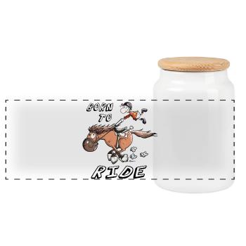 Born to Ride - Panorama Keksdose mit Holzdeckel - Weiß - Vorne
