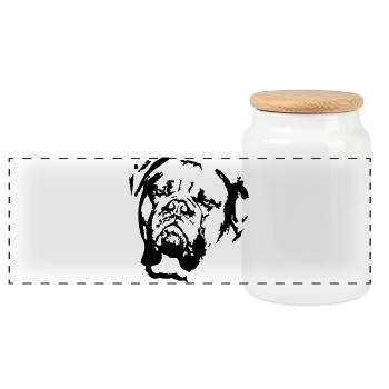 Tête Dogue de Bordeaux - Boîte à biscuits avec couvercle en bois - blanc - Devant