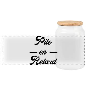 Pile en retard / Humour / Ponctualité - Boîte à biscuits avec couvercle en bois - blanc - Devant
