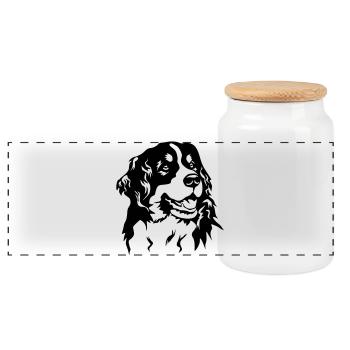Tête de bouvier bernois - Boîte à biscuits avec couvercle en bois - blanc - Devant