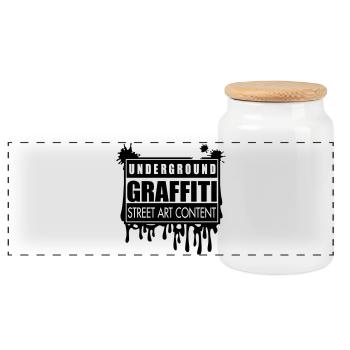 Underground graffitis flex - Boîte à biscuits avec couvercle en bois - blanc - Devant