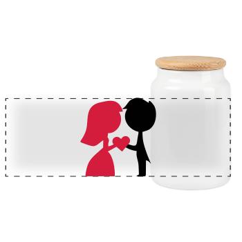 Heiraten - Panorama Keksdose mit Holzdeckel - Weiß - Vorne
