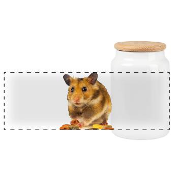 I am hamster - Panoramic Cookie Jar with Wooden Lid - white - Front