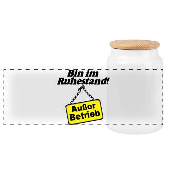 Rente Rentner Rentnerin Bin im Ruhestand(25) - Panorama Keksdose mit Holzdeckel - Weiß - Vorne