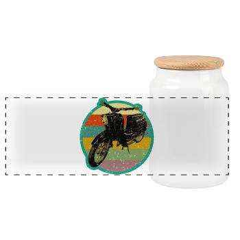 Moped Schwalbe retro Simmi - Panorama Keksdose mit Holzdeckel - Weiß - Vorne