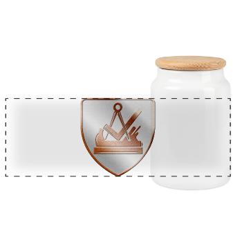 Tischler und Schreiner Wappen Schild in 3D - Panorama Keksdose mit Holzdeckel - Weiß - Vorne