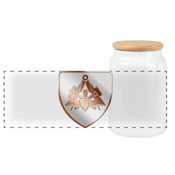 Maurer coat of arms shield in 3D - Panoramic Cookie Jar with Wooden Lid - white - Front