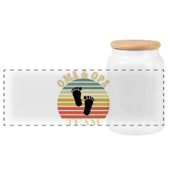 Grand-mère et grand-père - Boîte à biscuits avec couvercle en bois - blanc - Devant