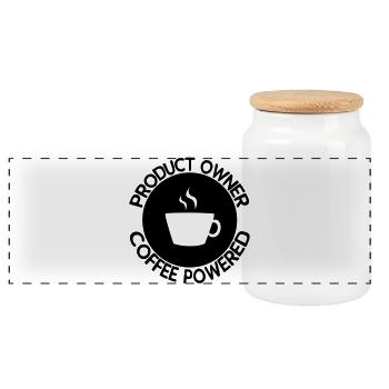 Product Owner Coffee Powered - Panoramic Cookie Jar with Wooden Lid - white - Front