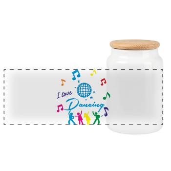 I love dancing - Panoramic Cookie Jar with Wooden Lid - white - Front