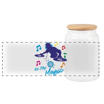 No stop Music - Panoramic Cookie Jar with Wooden Lid - white - Front