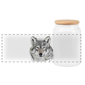 Wolf - Panorama Keksdose mit Holzdeckel - Weiß - Vorne