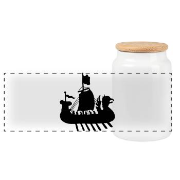 Image d’ombre de bateau viking - Boîte à biscuits avec couvercle en bois - blanc - Devant