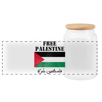 Drapeau de Palestine libre - Boîte à biscuits avec couvercle en bois - blanc - Devant
