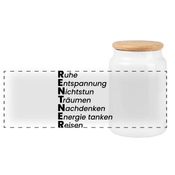Rentner - Panorama Keksdose mit Holzdeckel - Weiß - Vorne