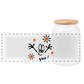 New Year's Eve, Stars, Yes - Panoramic Cookie Jar with Wooden Lid - white - Front