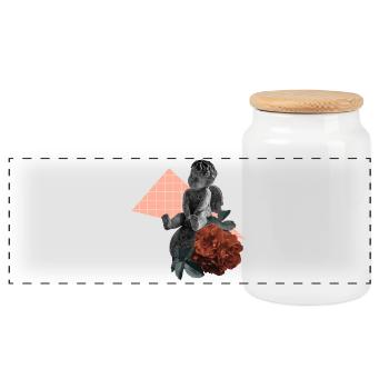 Esthétique de la rose chérubin - Boîte à biscuits avec couvercle en bois - blanc - Devant