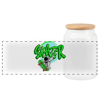 Skater - Panoramic Cookie Jar with Wooden Lid - white - Front