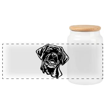 Labrador Head - Panoramic Cookie Jar with Wooden Lid - white - Front