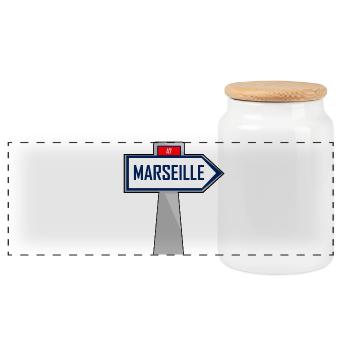 T-shirt logo humour Marseille Direction - Boîte à biscuits avec couvercle en bois - blanc - Devant