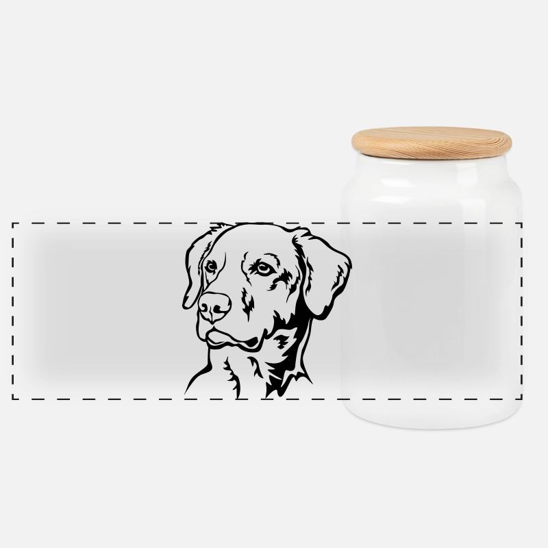 Labrador Kopf - Panorama Keksdose mit Holzdeckel - Weiß